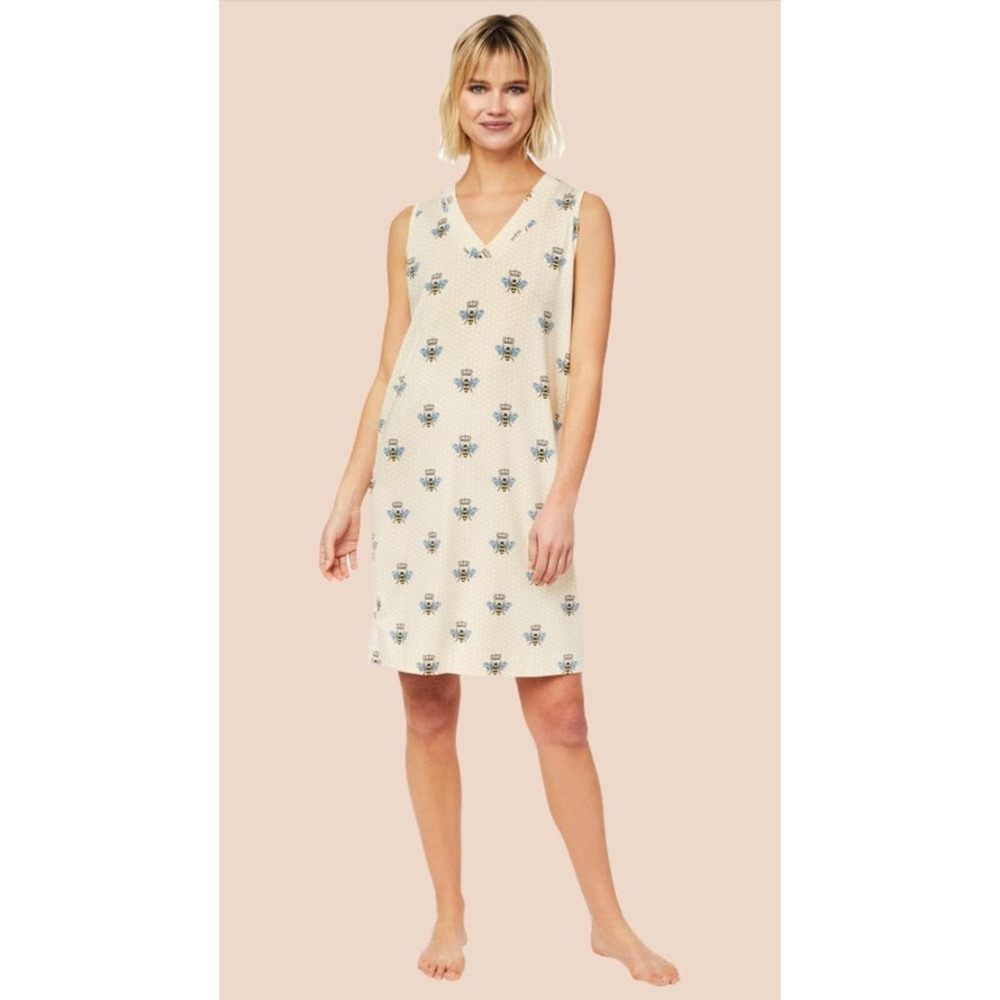 The Cat's Pajamas Queen Bee Pima Knit Nightgown - Honey, Women's Size Medium